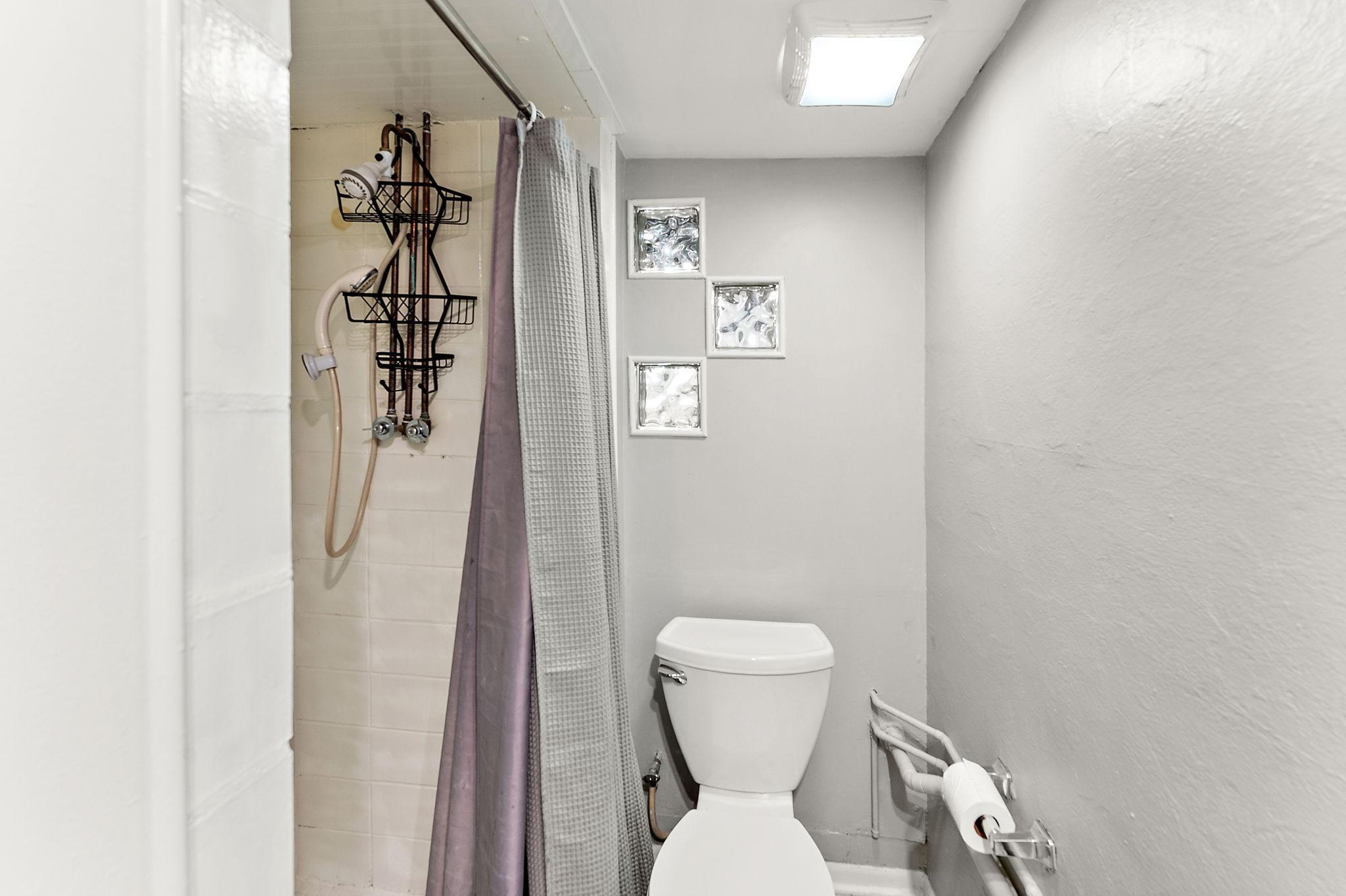 The lower level 3/4 bathroom.