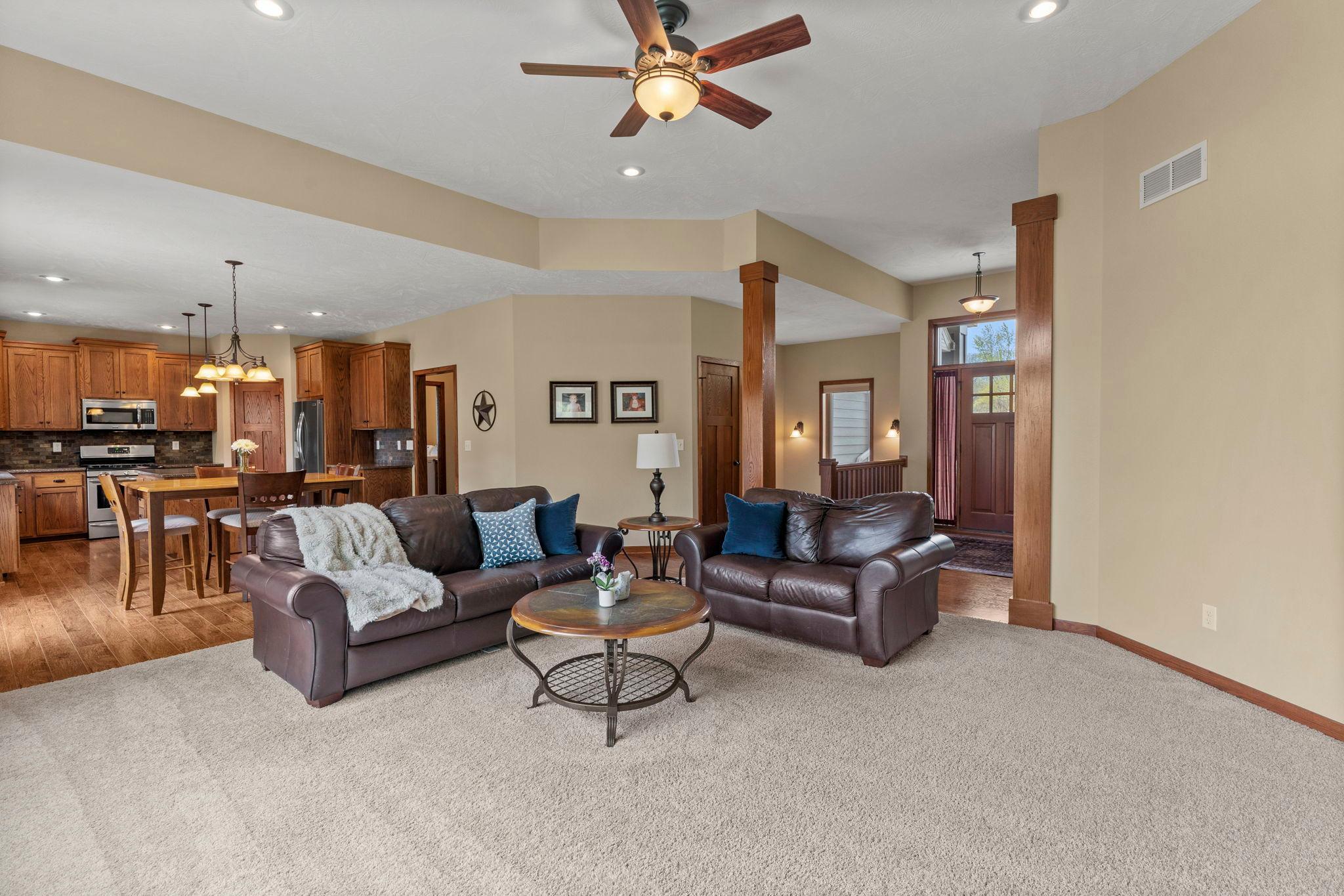 Main floor is perfect for entertaining, with easy flow between the kitchen & living room