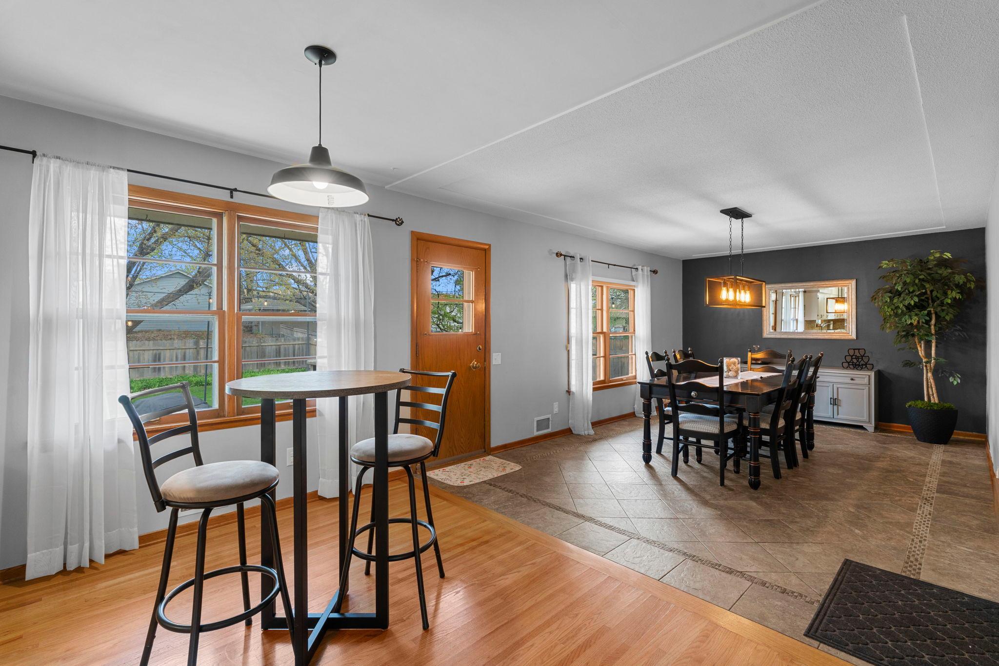 Eat in kitchen flows out into the dining room- perfect for entertaining!