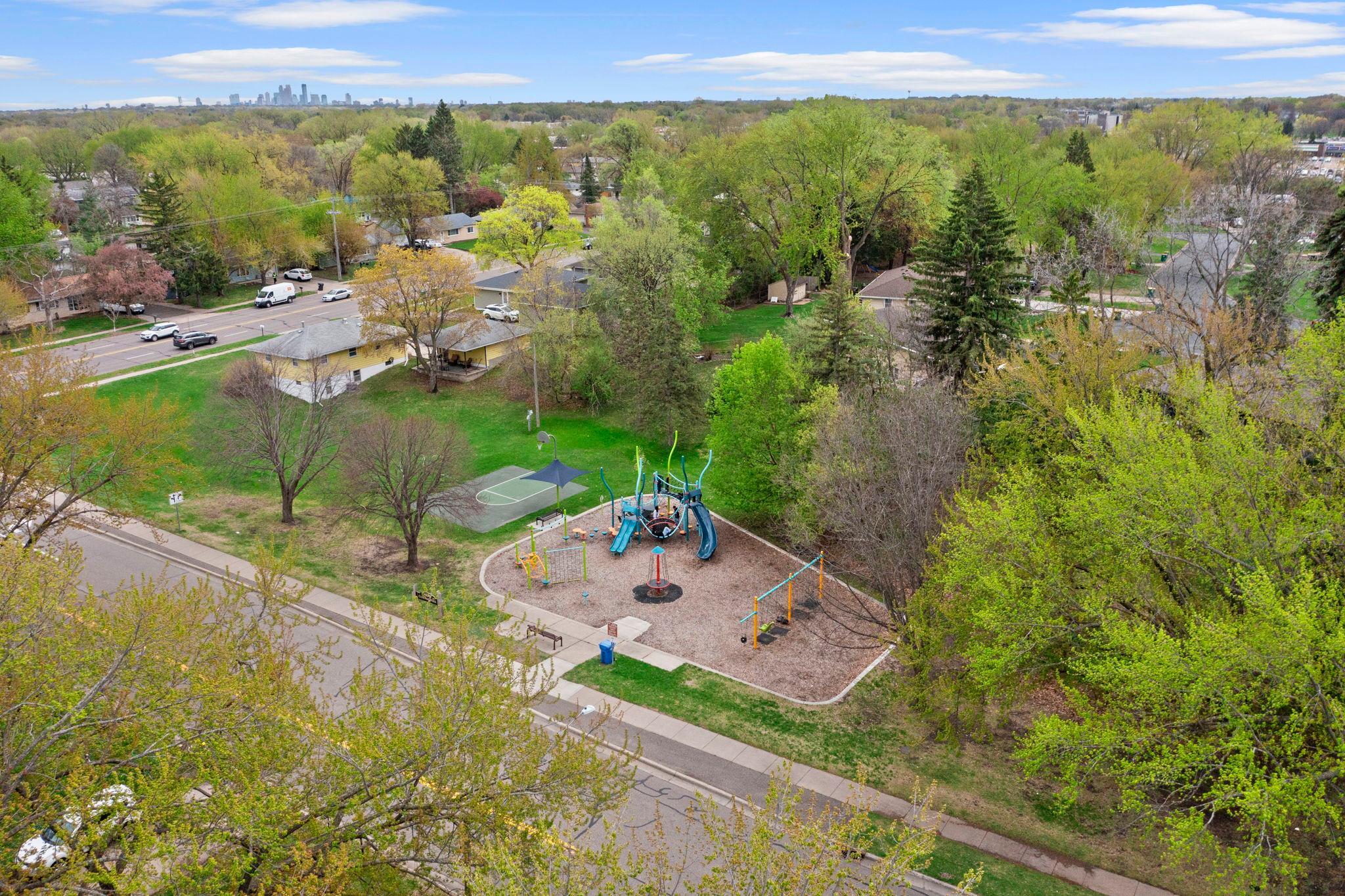 Corner park located just down the street from the home.