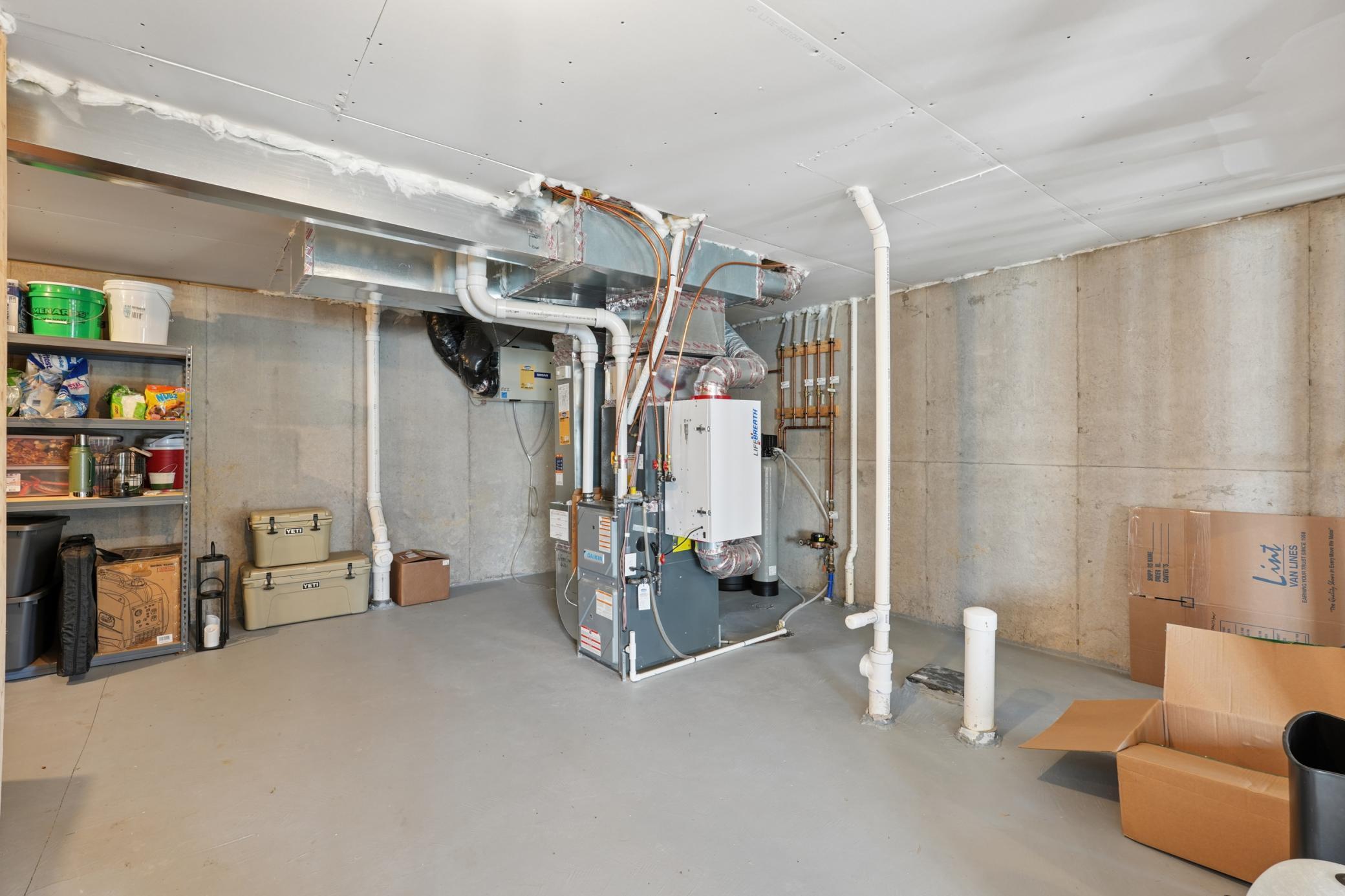 Lower level plumbed for future bathroom