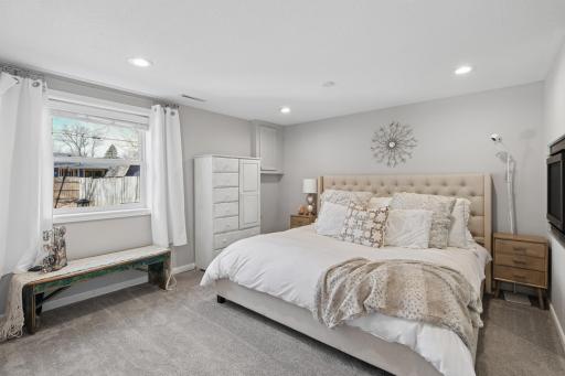 The Primary bedroom has newer carpet and will hold your biggest bed!