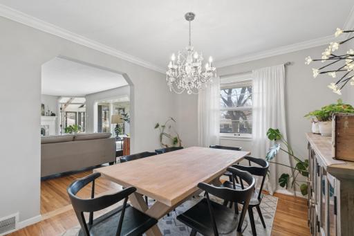 The 3rd bedroom is currently used as a dining area- archway was added by sellers but could be filled back in.
