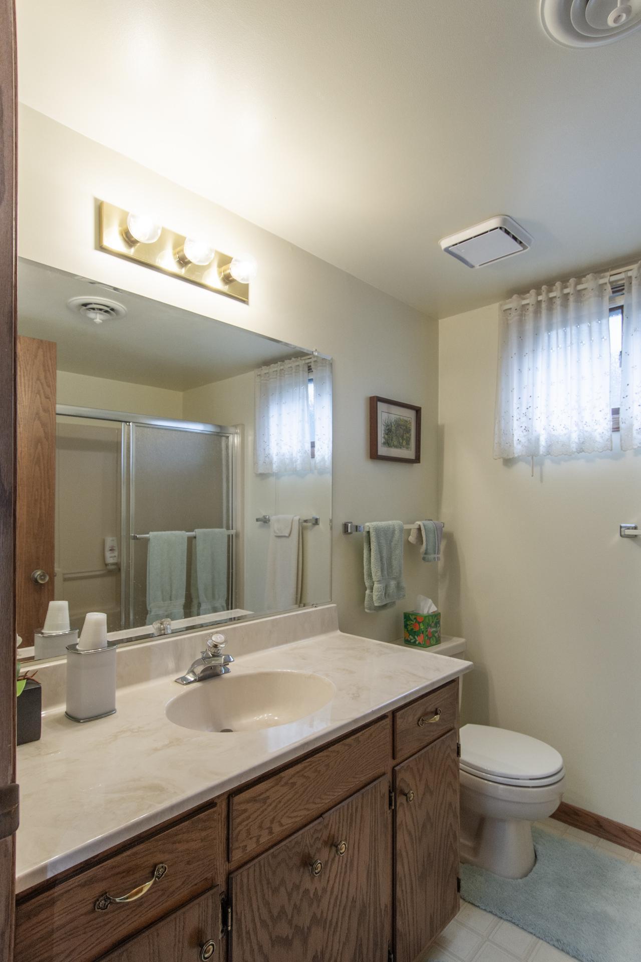Lower level Full bath conveniently located near bedrooms.