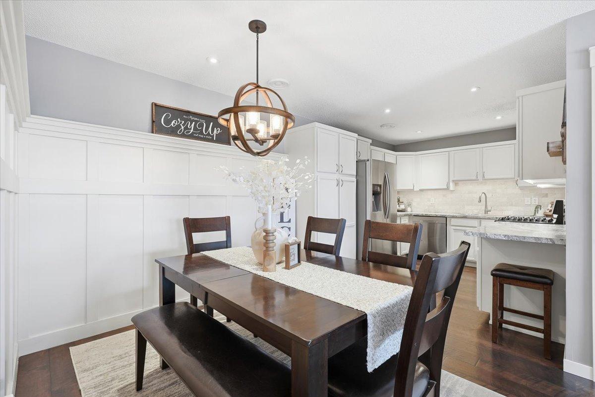 Dining room with wainscoting walls