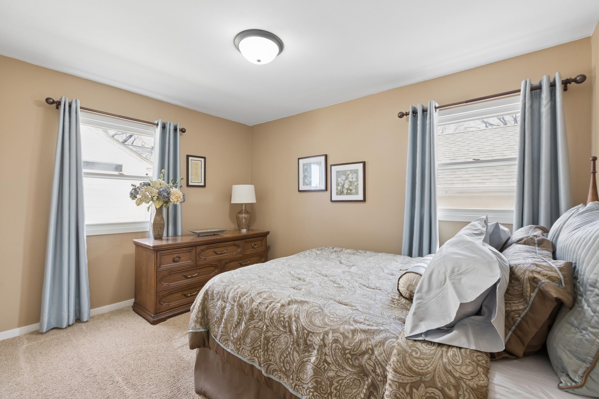 The primary bedroom is located on the main floor.