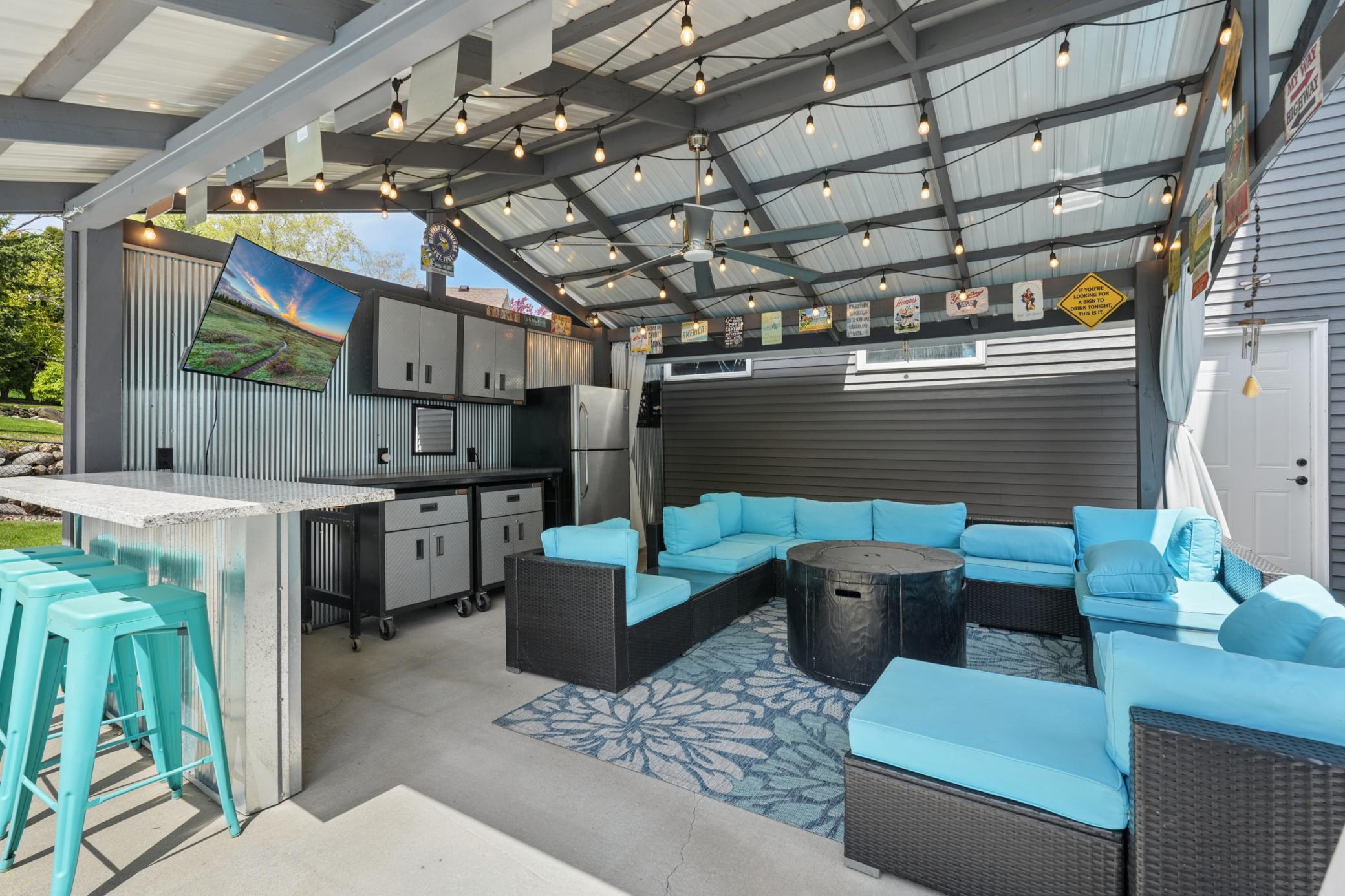 Comfy and fun, covered bar area!
