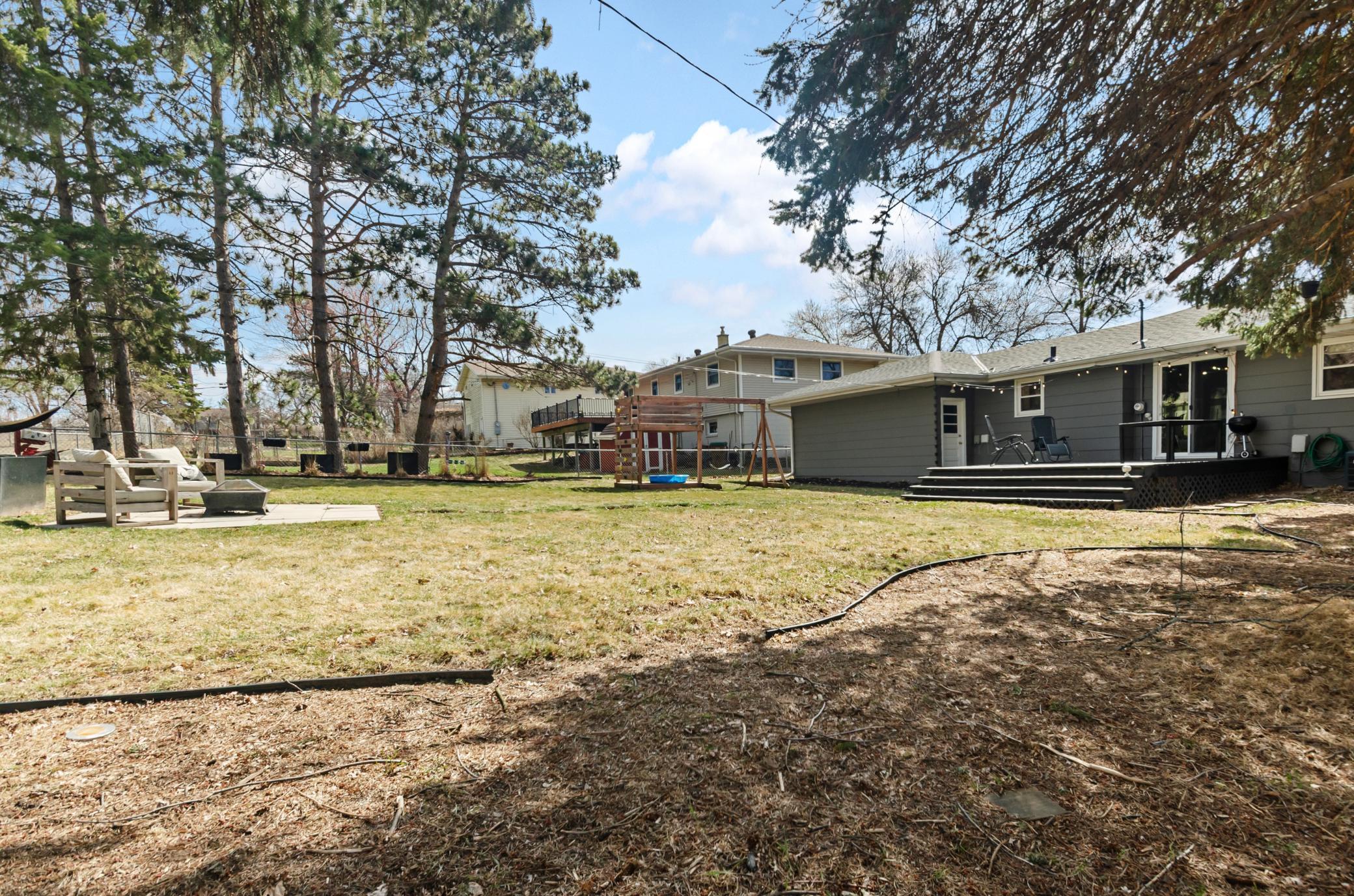 Big lot! room to roam and grow things.