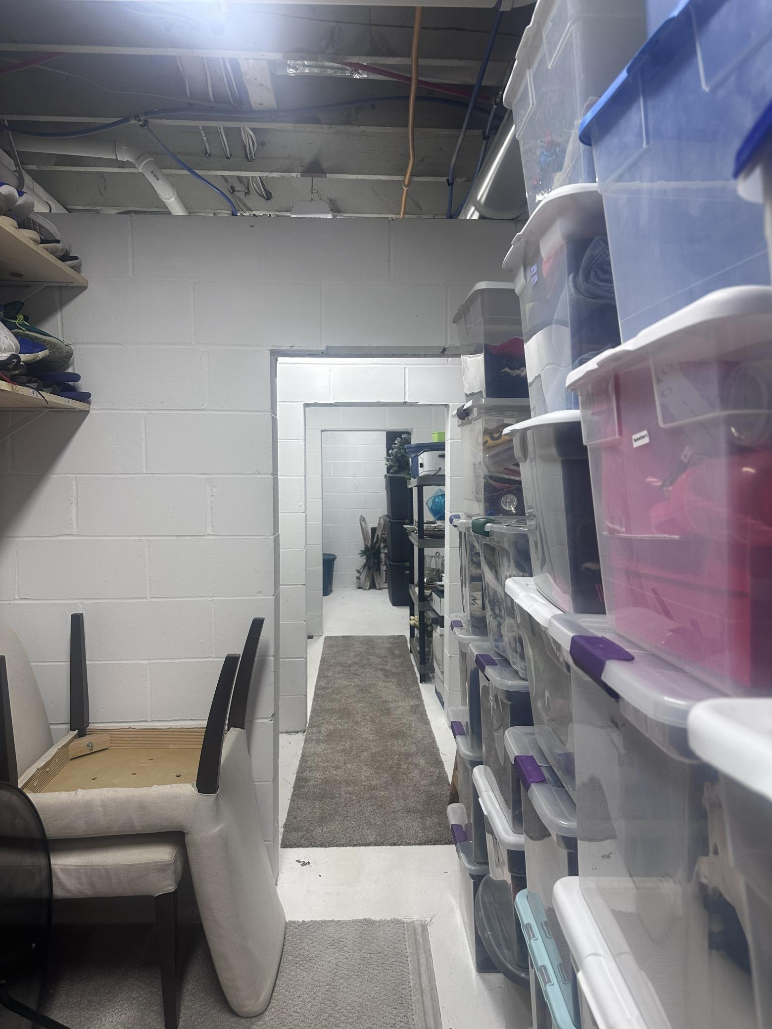 Storage behind hidden door