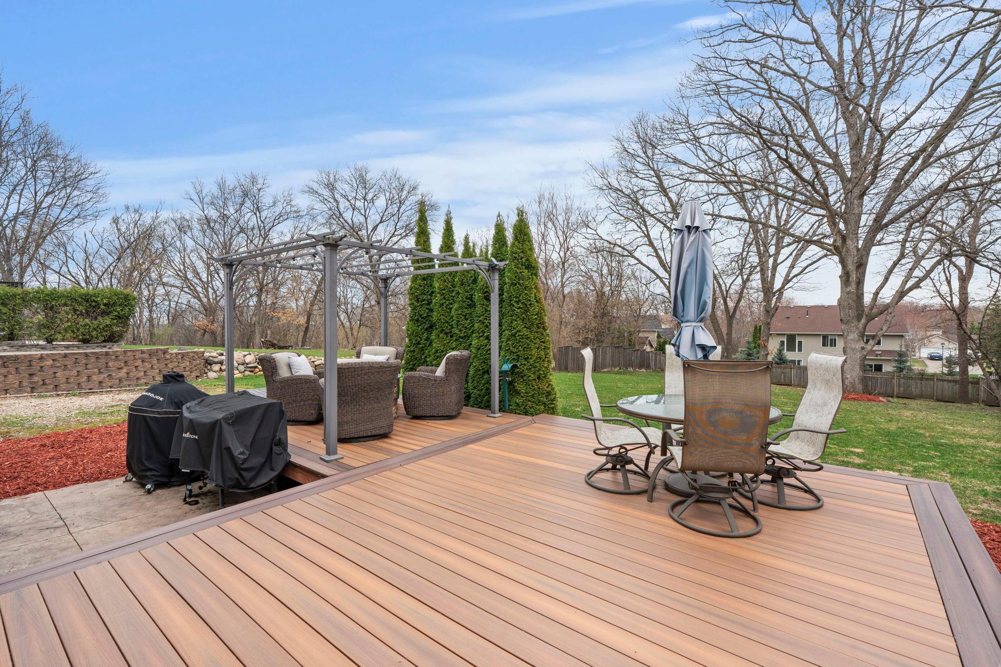 Wow! Low maintenance, 22 x19 deck overlooks fabulous backyard retreat. t's almost summer BBQ time! You're going to LOVE this backyard retreat.