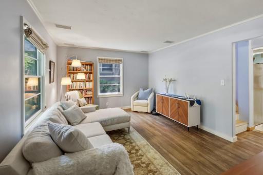 Hardwood floors, crown molding, and natural light â the living room sets a warm, welcoming tone from the moment you walk in.