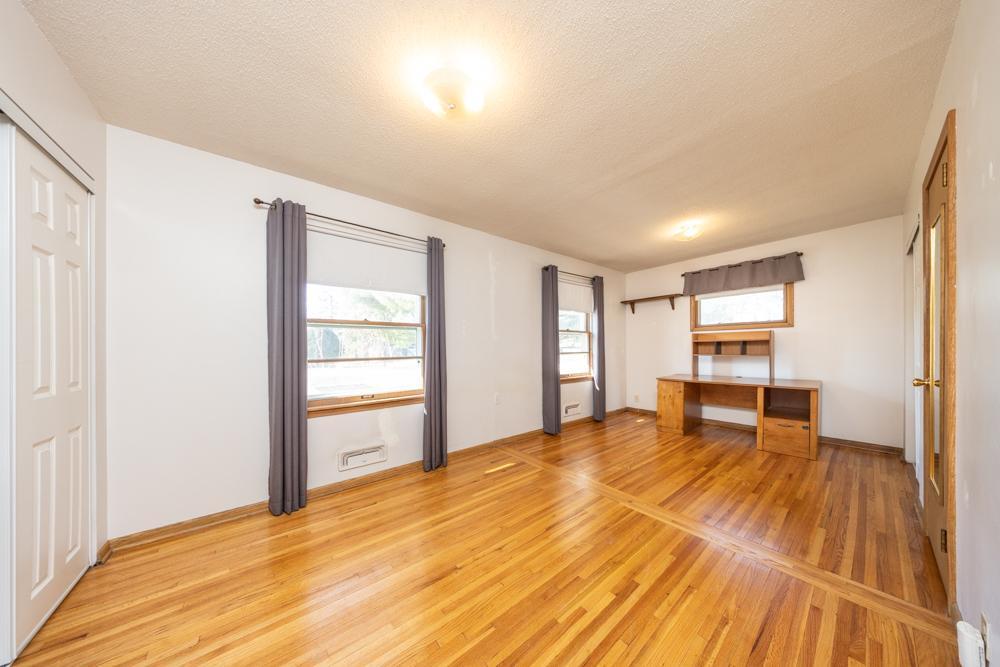 The primary bedroom has tons of closet space