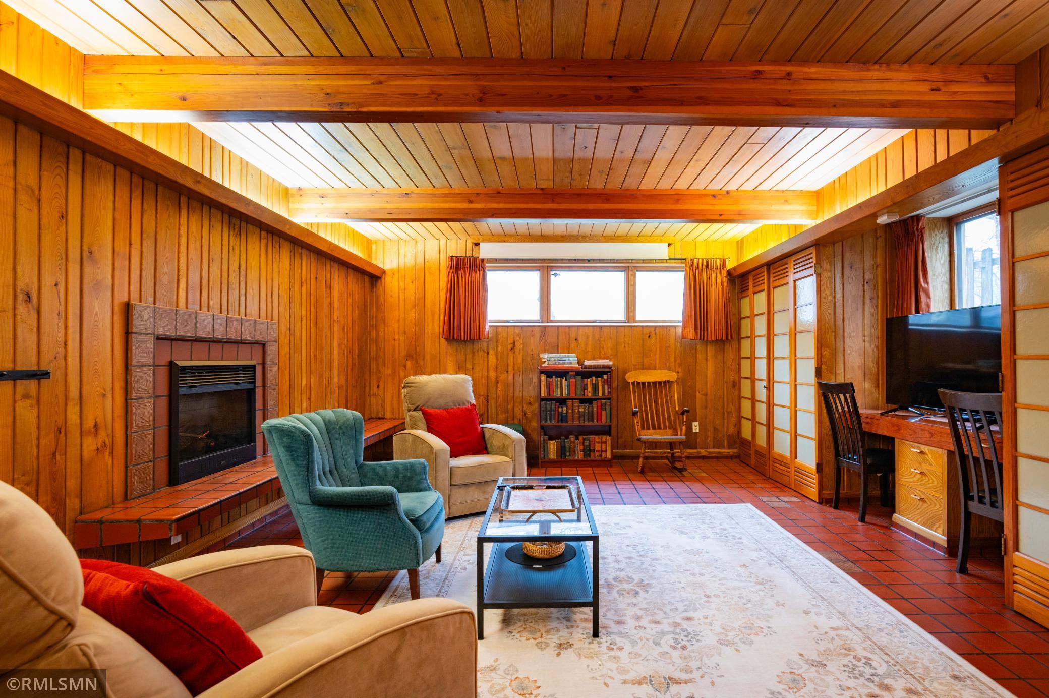 Family room with fireplace