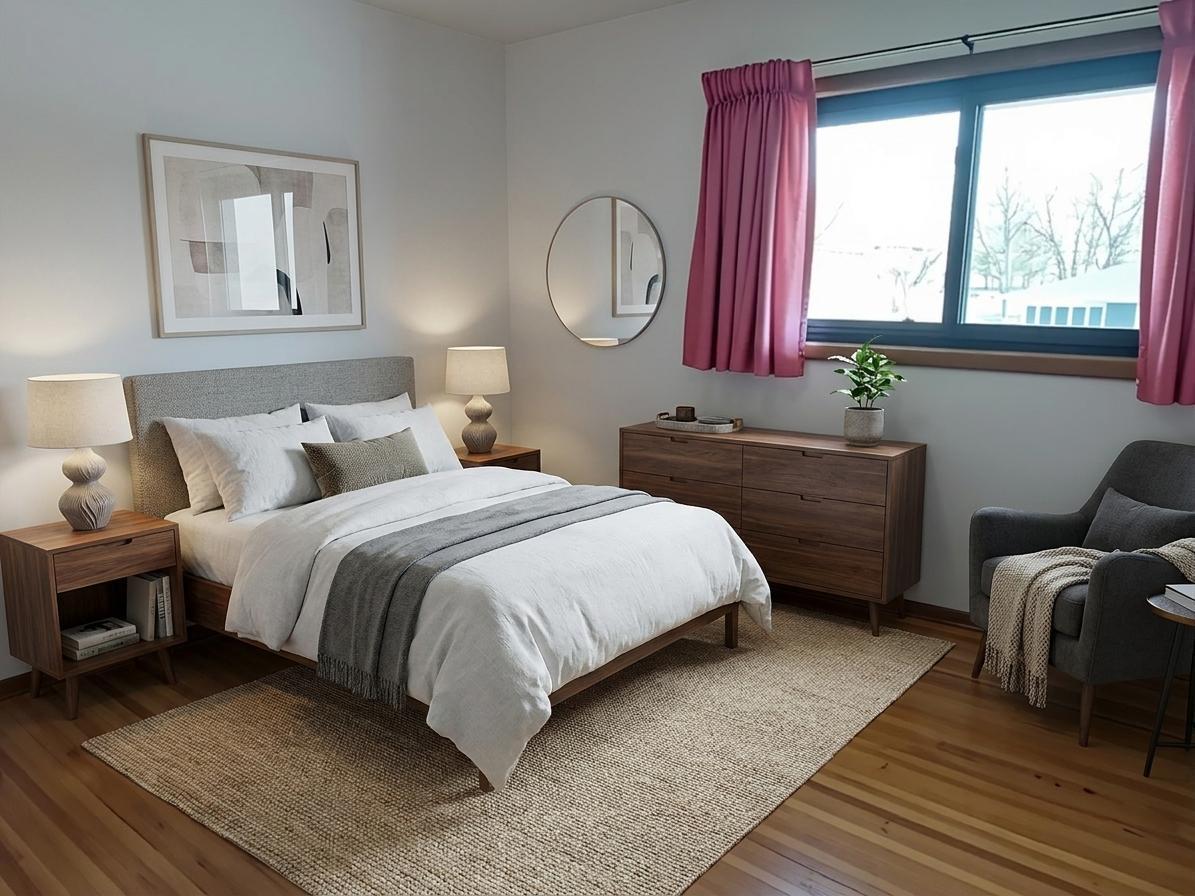 Another upstairs bedroom (3 together on this level). Real hardwood floors & a bonus room nearby to give you more options. virtual staged