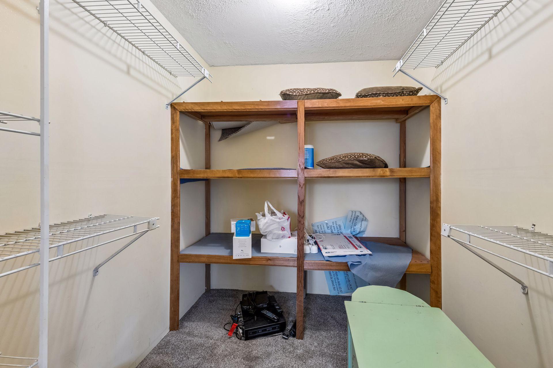 The primary walk in closet measures 7x7