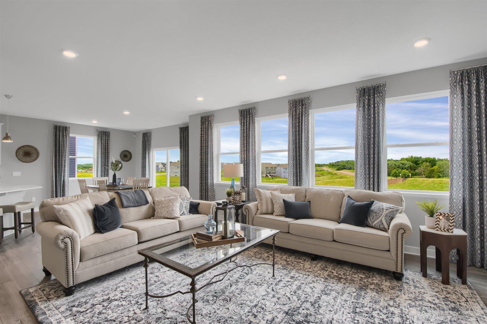 Family room offers so much space for family and friends.