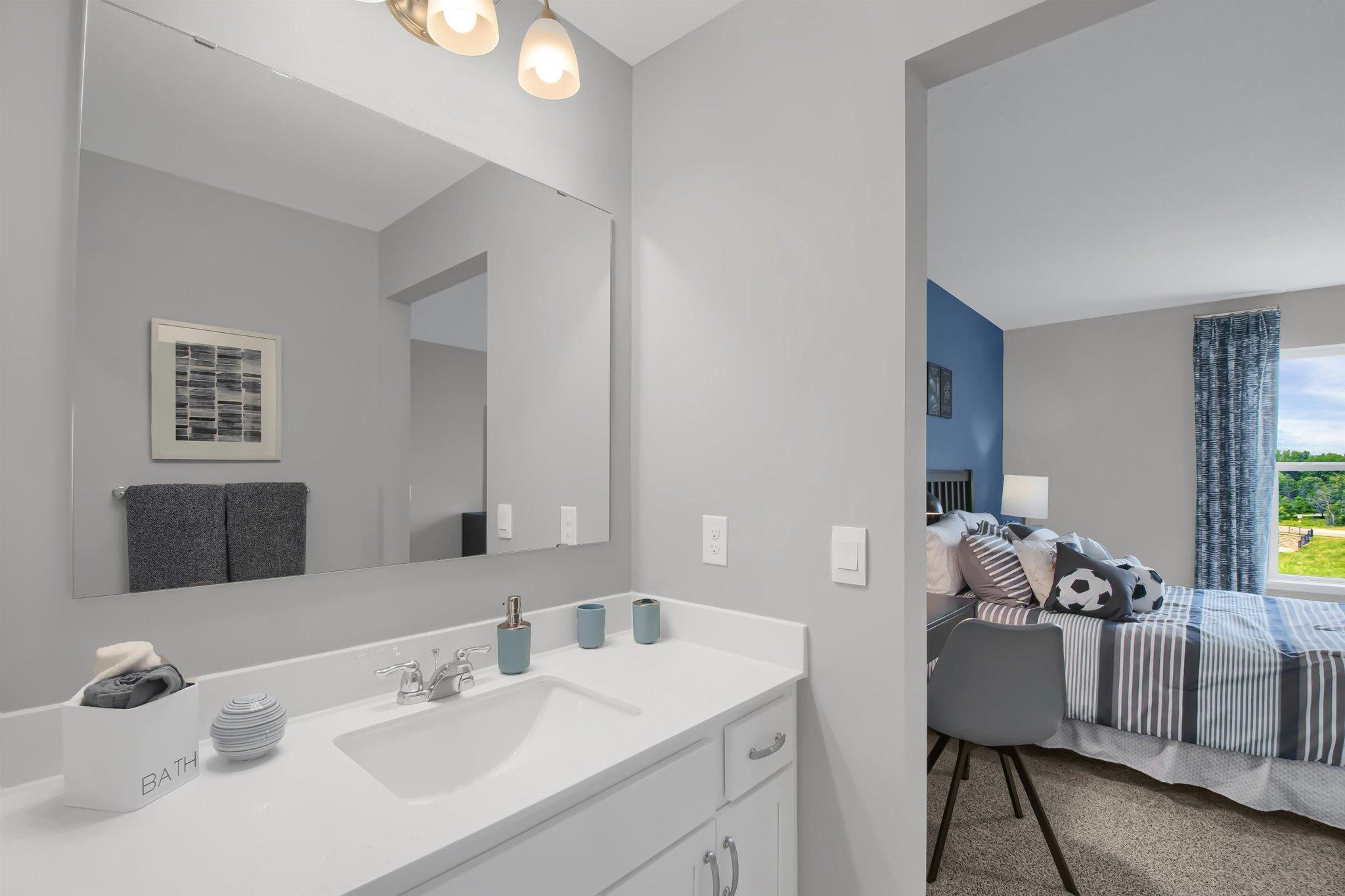 Jack and Jill bathroom on upper level.