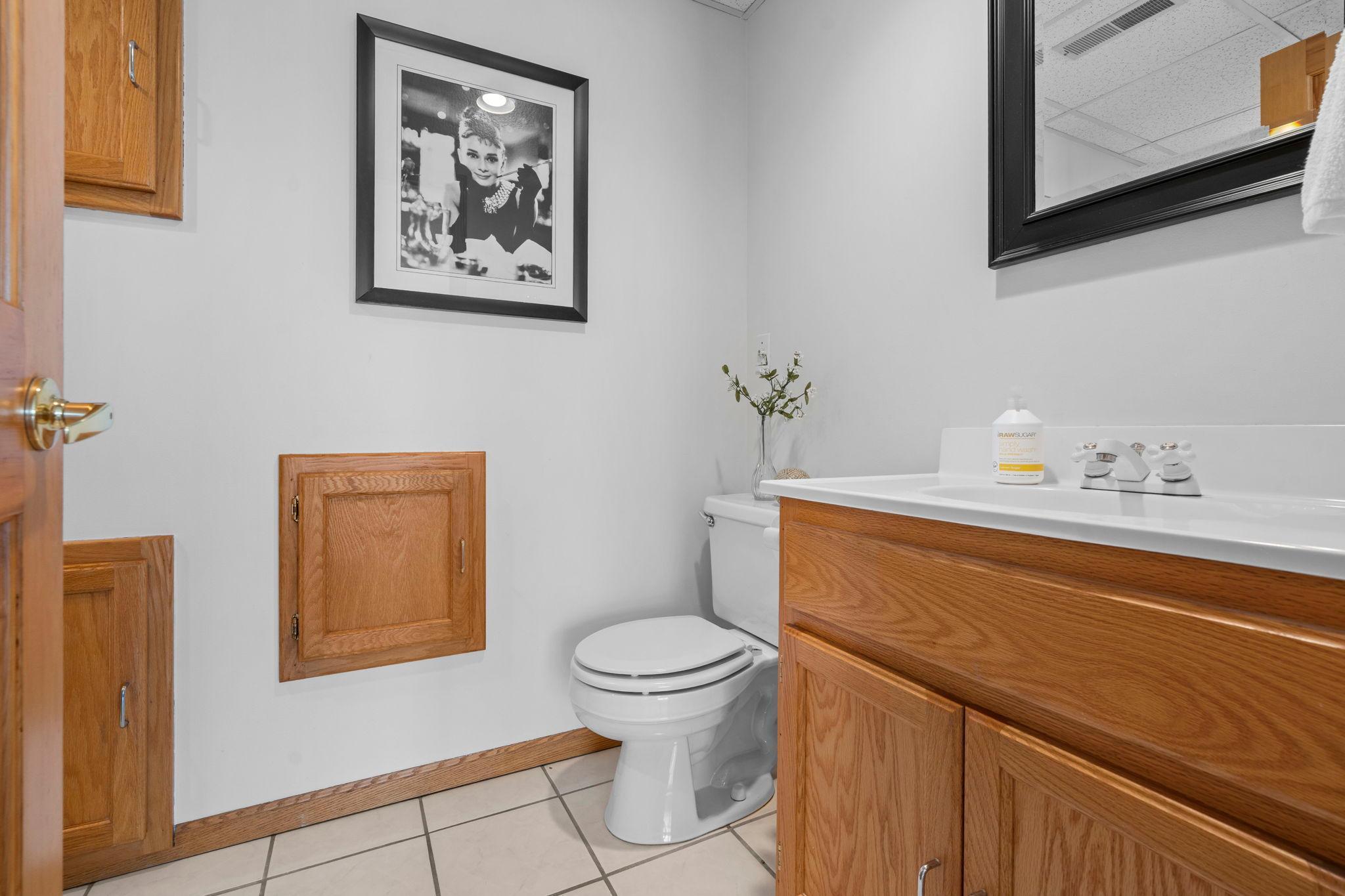 3/4 tiled bath off off family room and pool area!