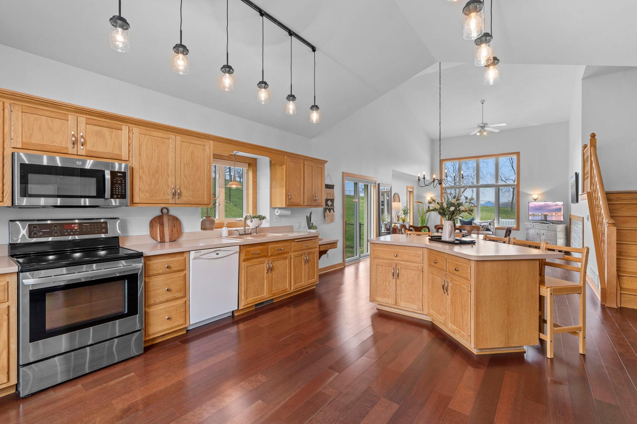 A ton of natural lighting and new kitchen lights!