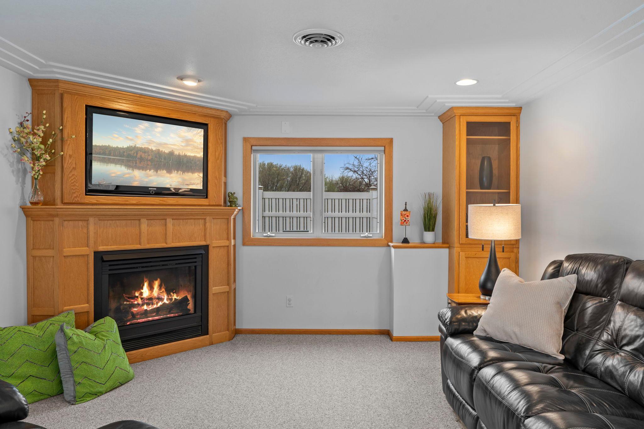 Cozy up to the fireplace in the family room for a night of movies & popcorn!