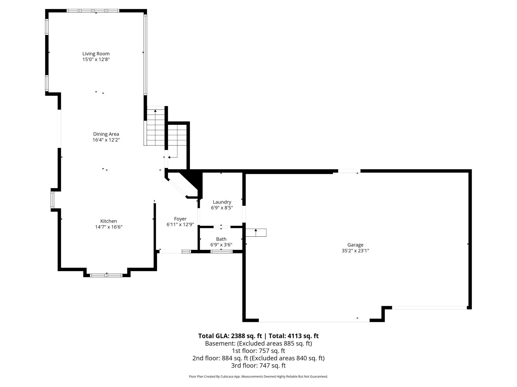 Main Level Floor Plan with Measurements