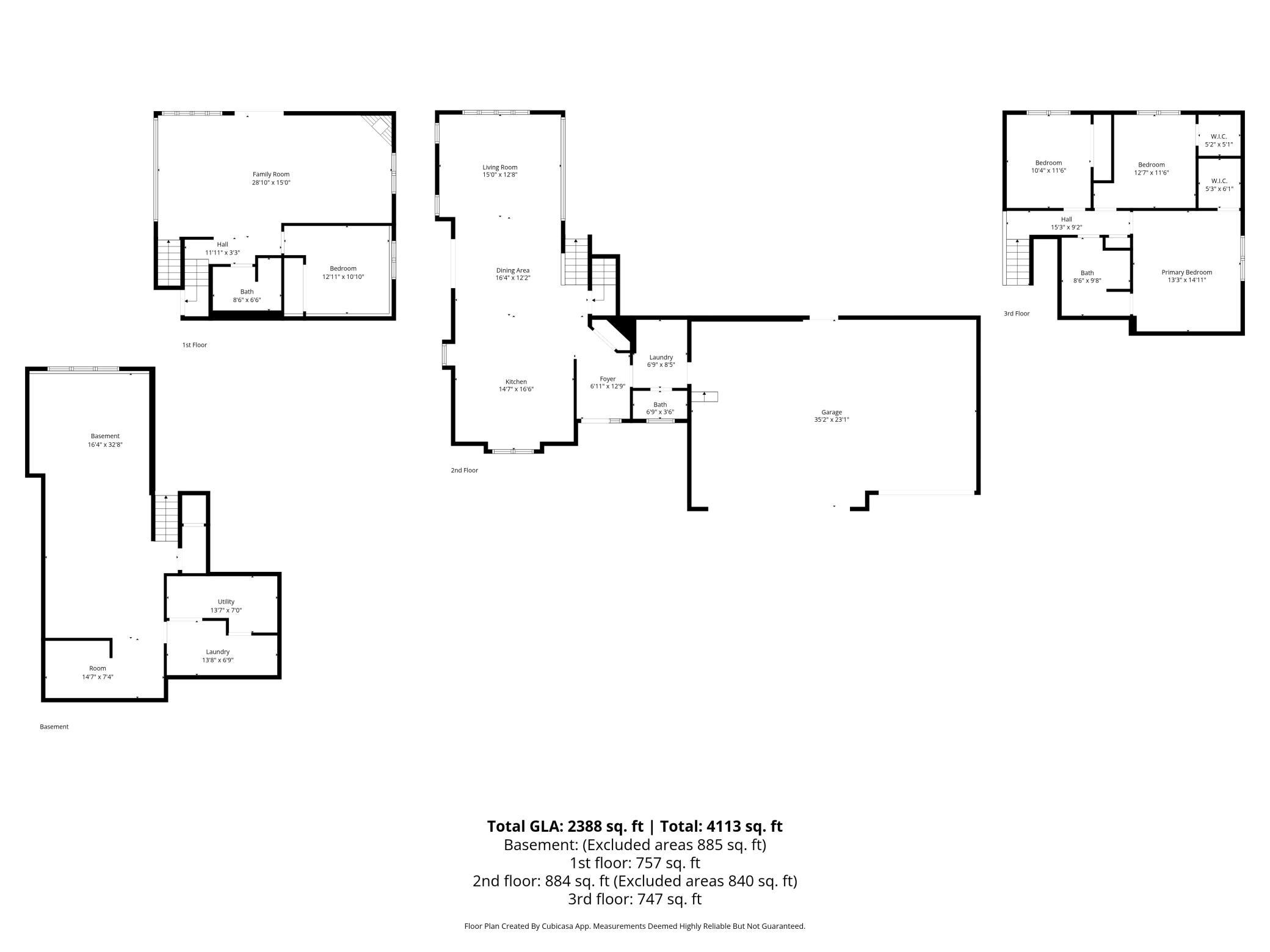 Combined Floor Plan with Measurements