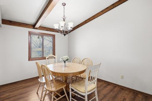 Vaulted ceilings make this dining room feel open and airy