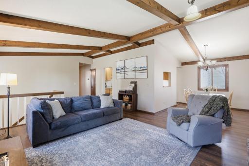 Family room feels open and airy while still being cozy