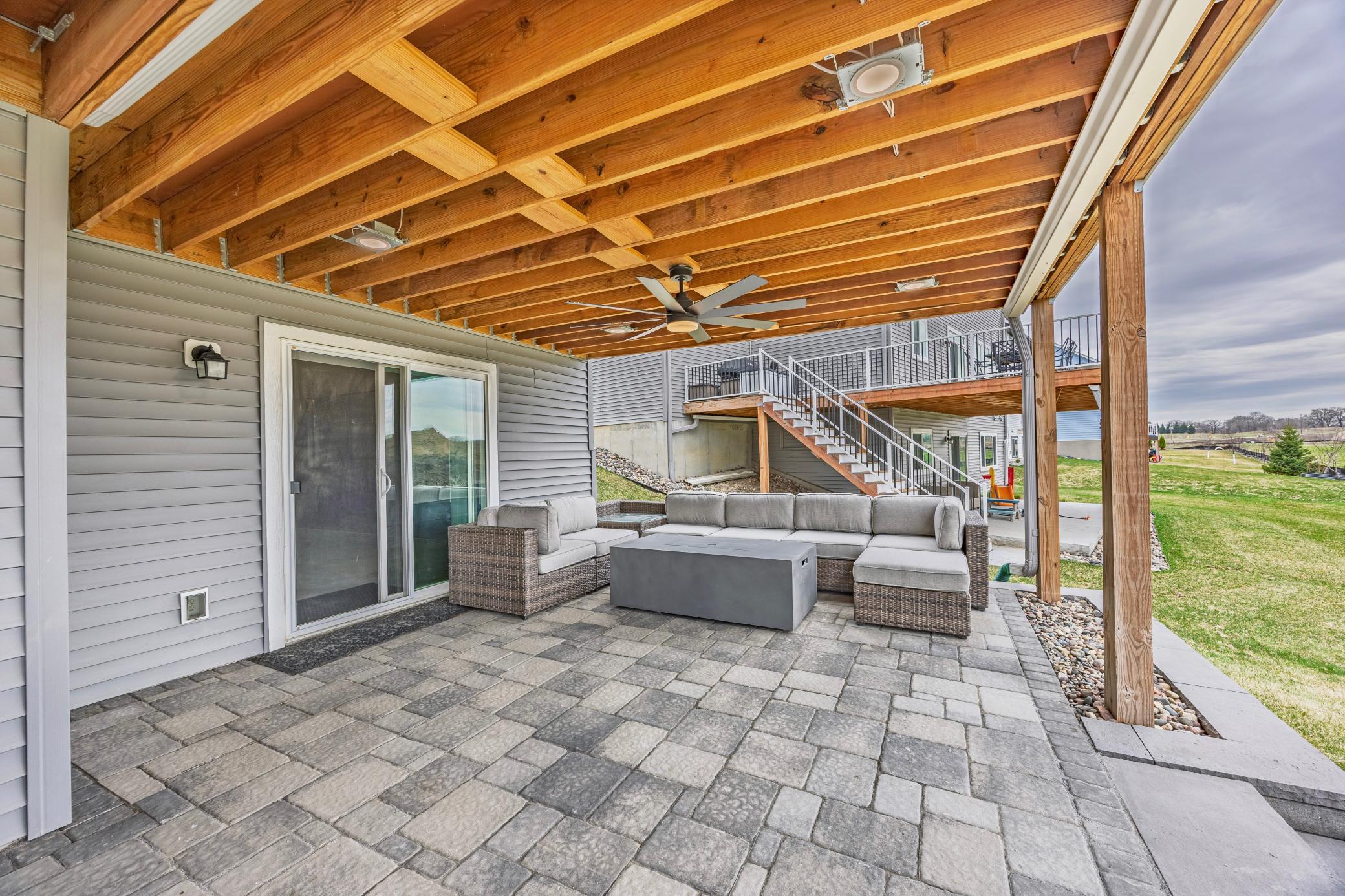 Walk out to your lower-level patio.
