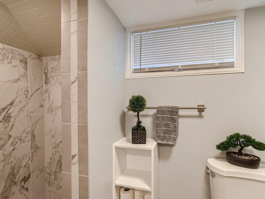 Marble shower and bathroom window