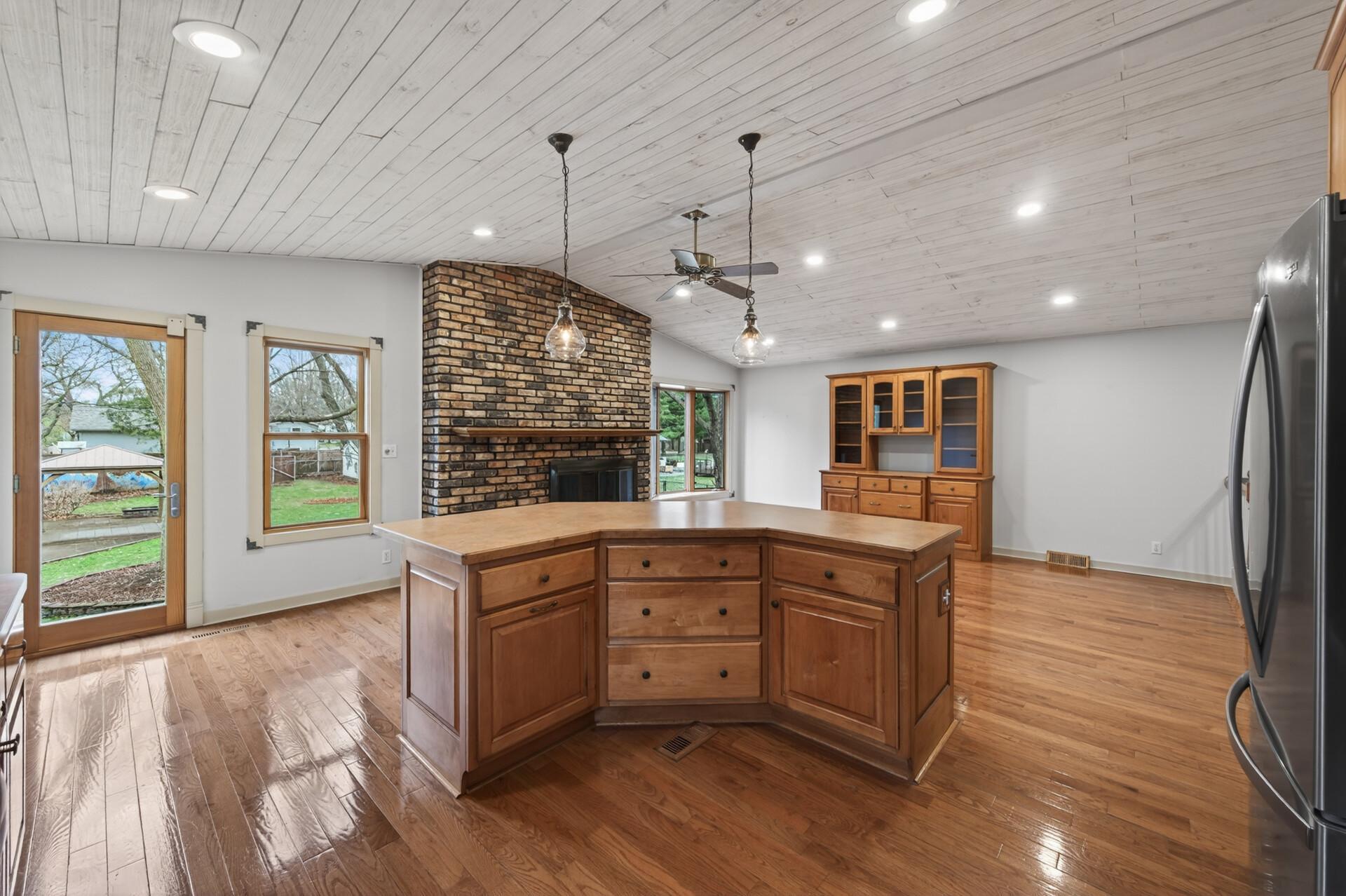 The dining room offers a generous, open layout with plenty of space to comfortably accommodate a full-size table and chairs.