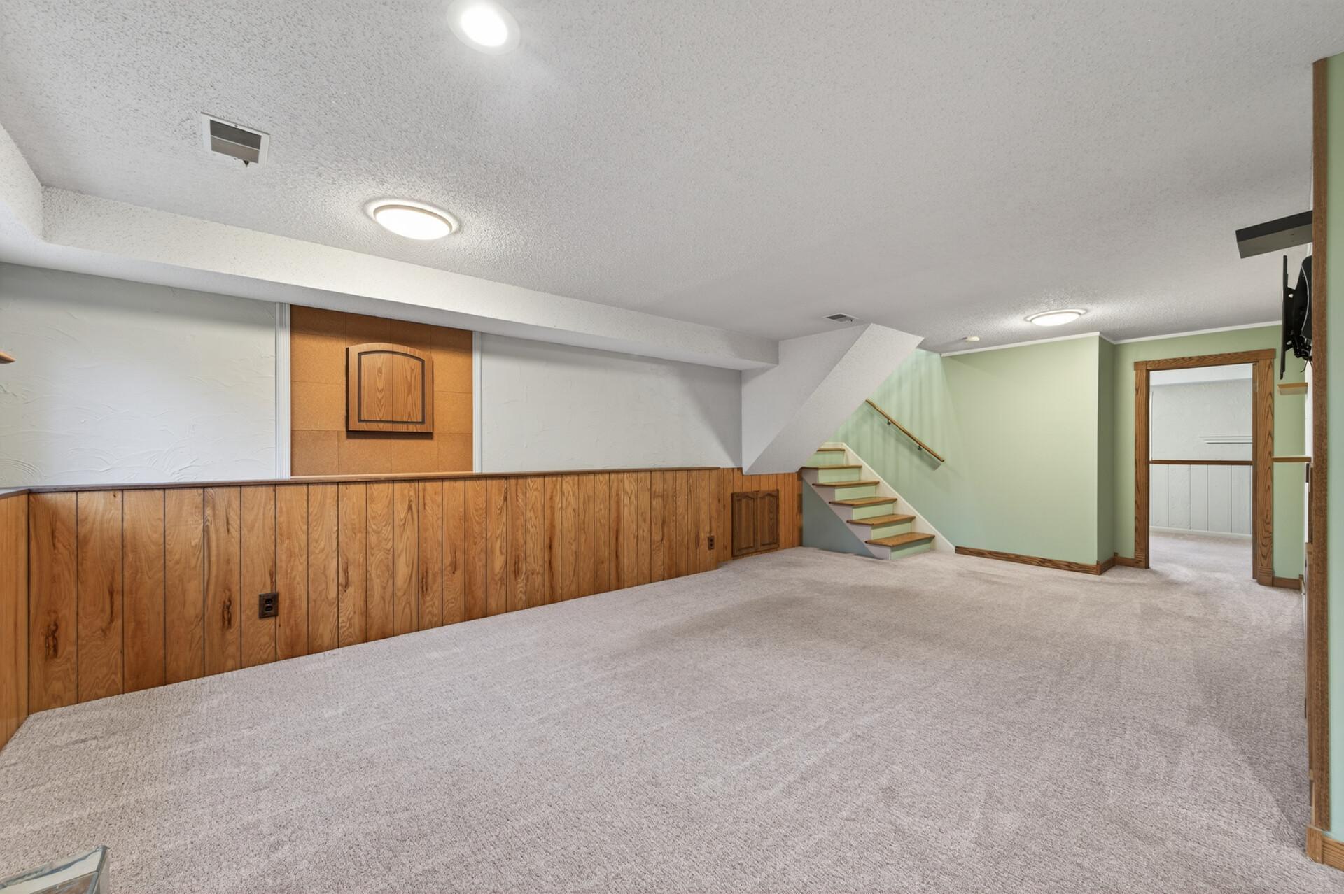 Here is an alternate view of the lower level family room.