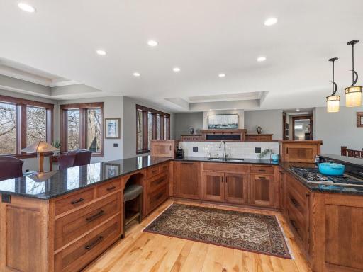 Beautiful custom quartersawn oak cabinetry with soft close features throughout.