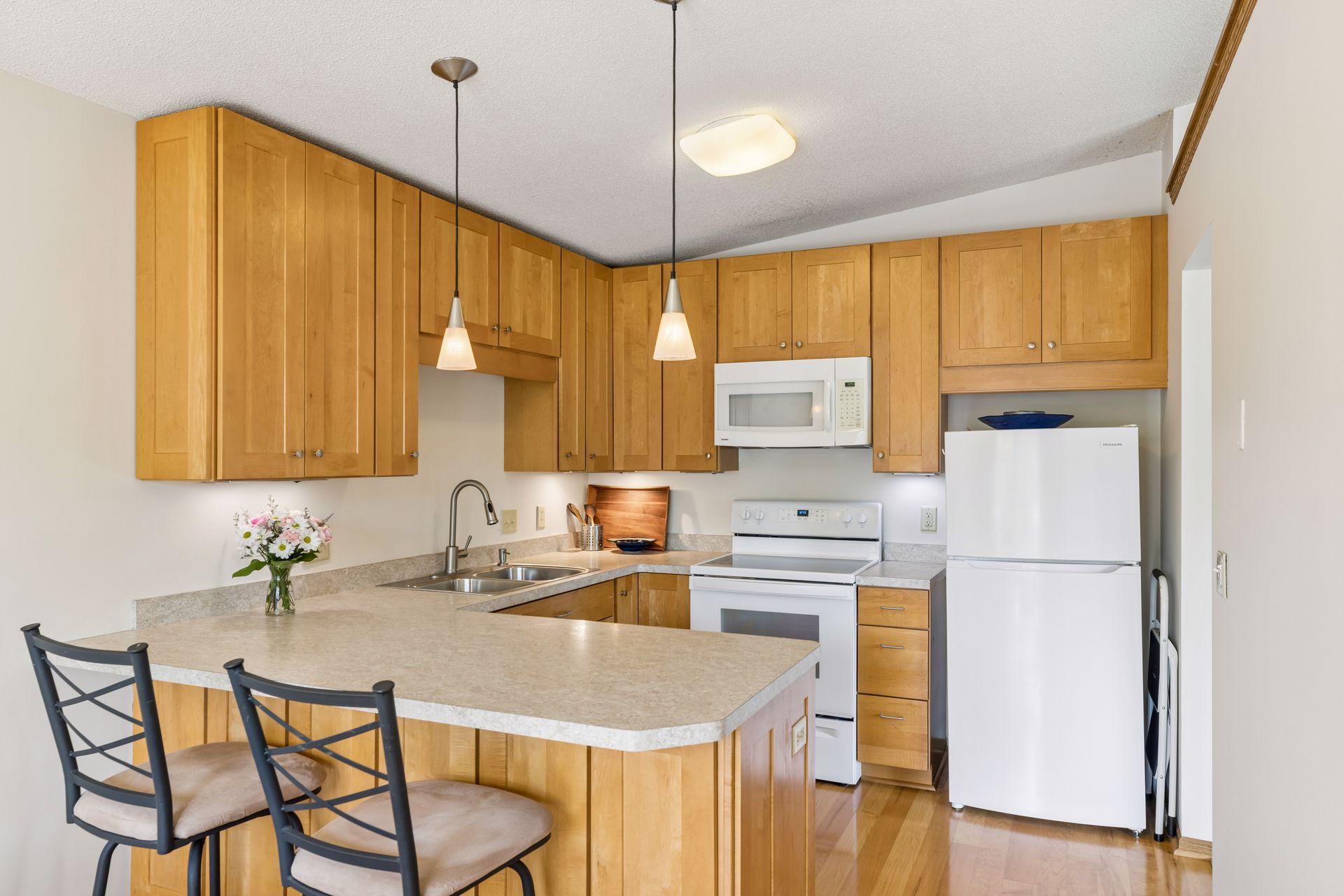Enjoy morning coffee at your breakfast bar