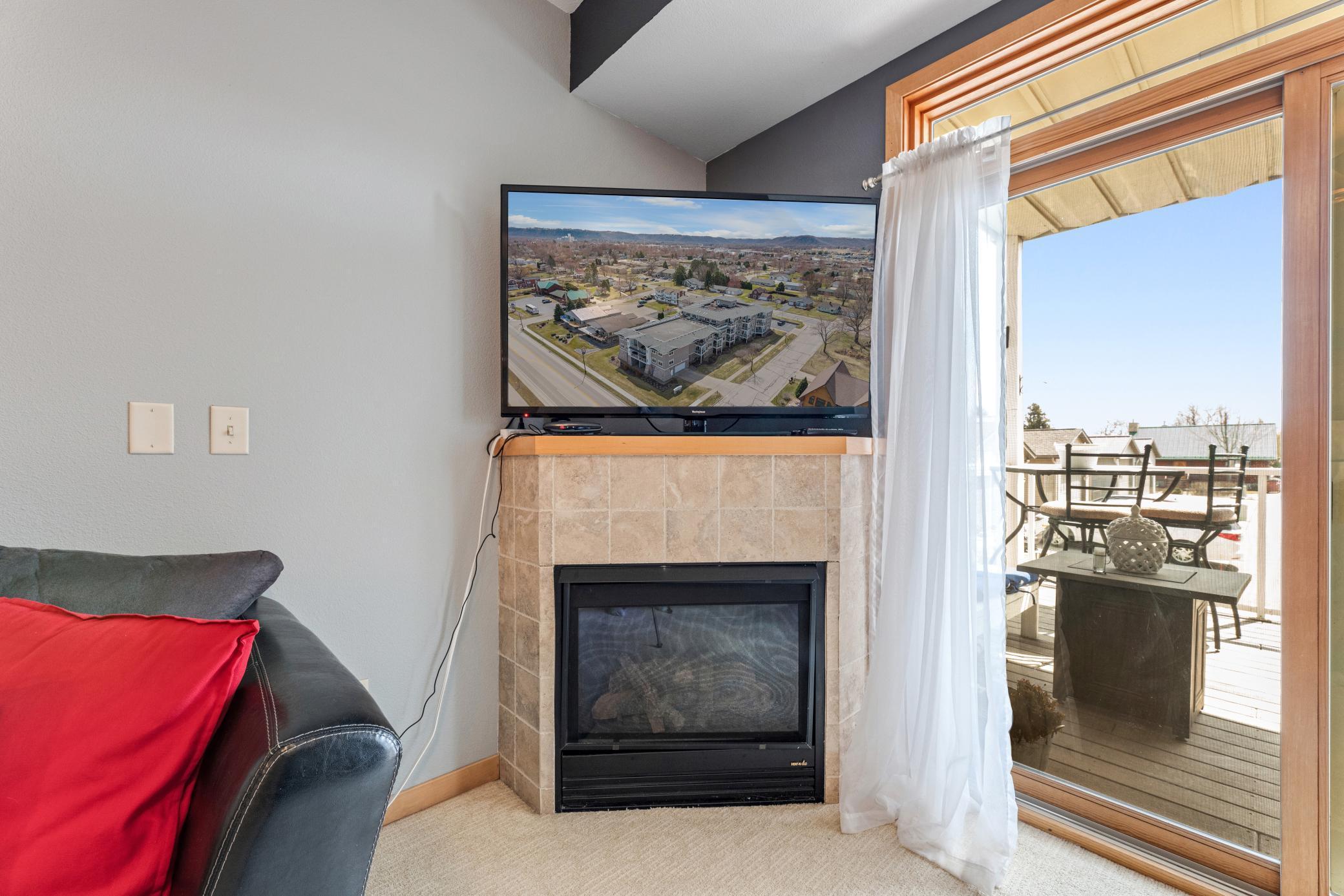 gas fireplace in living room