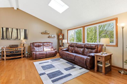 Living Area with Skylight and Large Windows