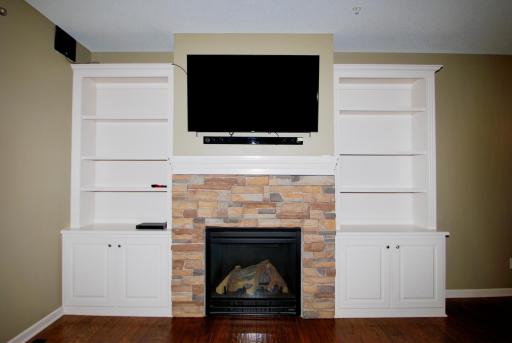 Beautiful built-in cabinetry and a cozy fireplace for those chilly nights.