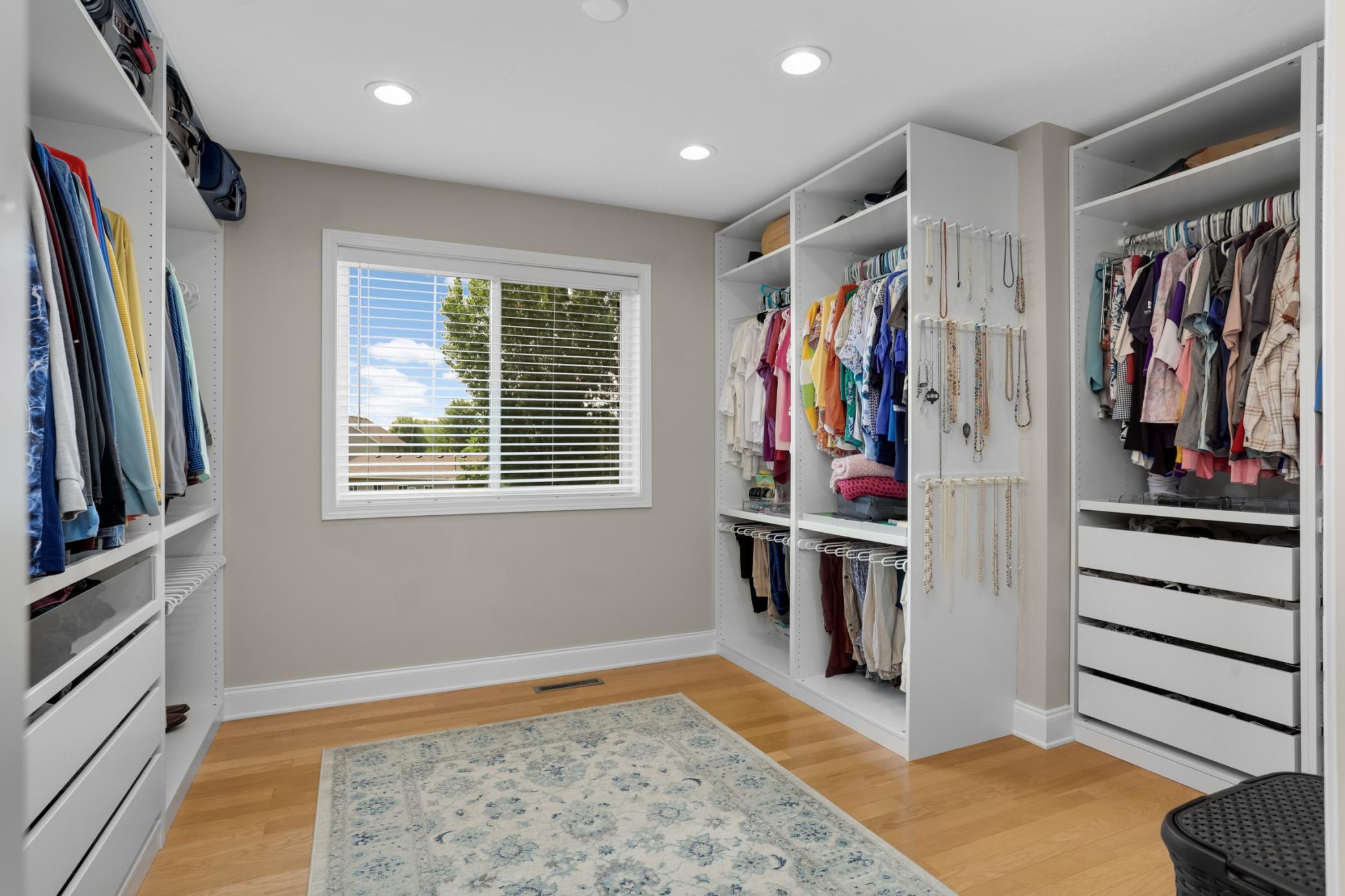Incredible primary closet—converted from the 5th bedroom.