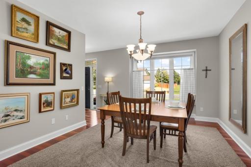 Natural light floods this charming space.