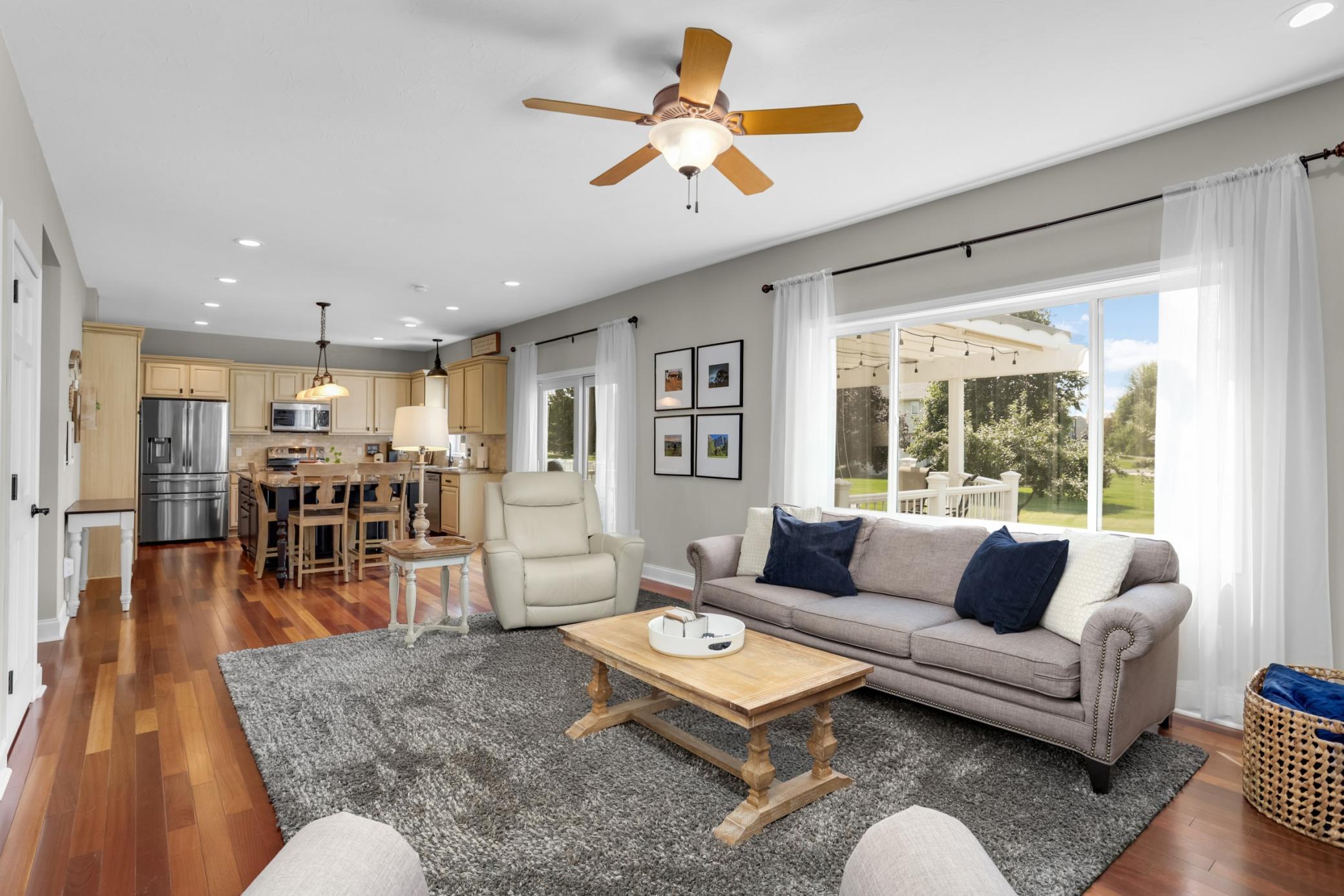 Open-concept living where the living room flows seamlessly into the kitchen.