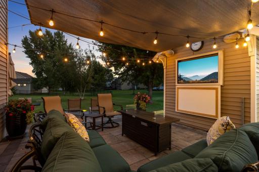 Cozy patio. Big-screen nights, under the stars.