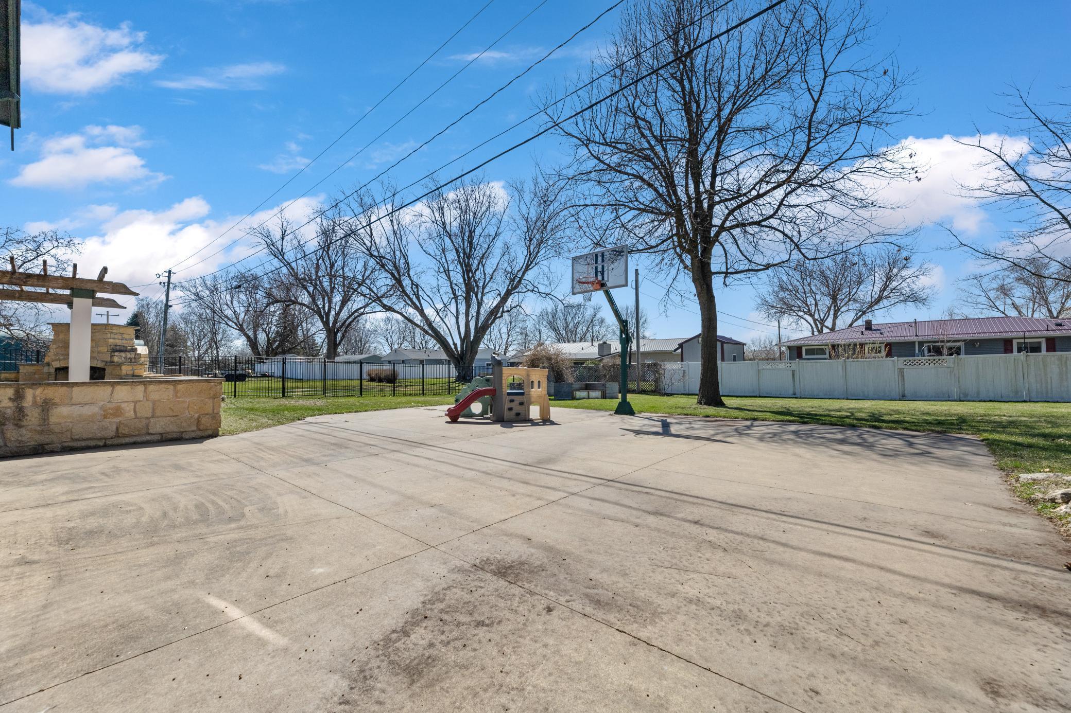 Private backyard basketball court designed for endless fun and friendly competition.