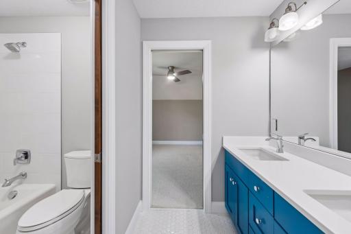 Jack and Jill full bath between Bedrooms 3 and 4