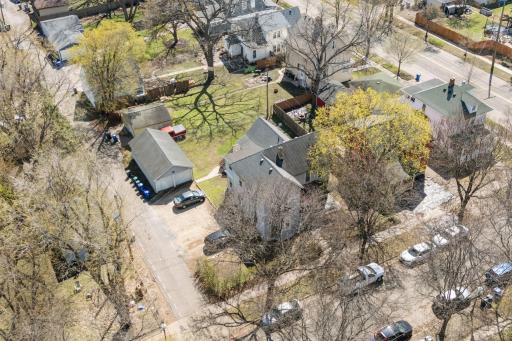 This fourplex offers a huge garage and double lot.