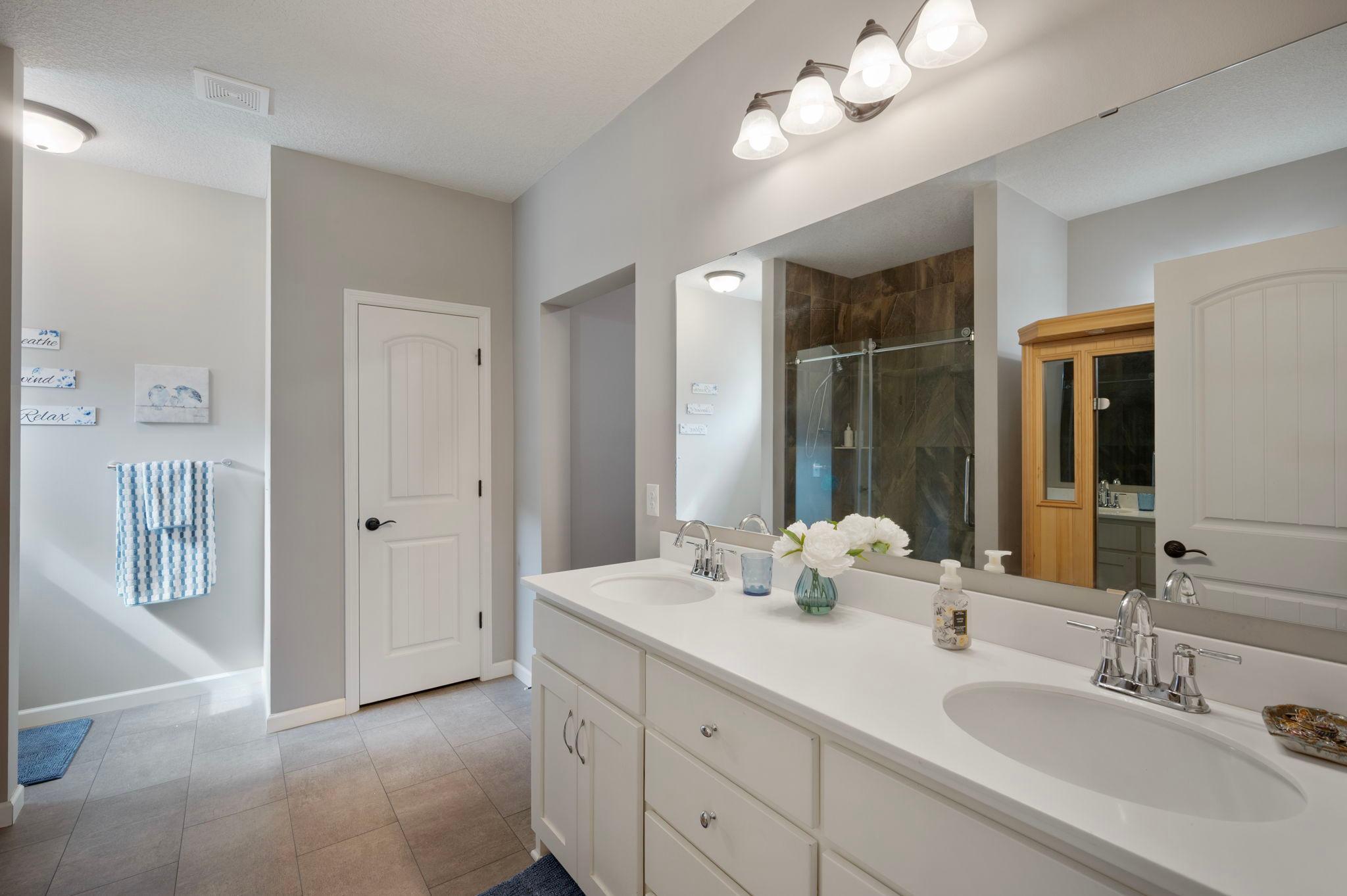 Primary Bathroom - View #2 - Double Sinks, light and bright