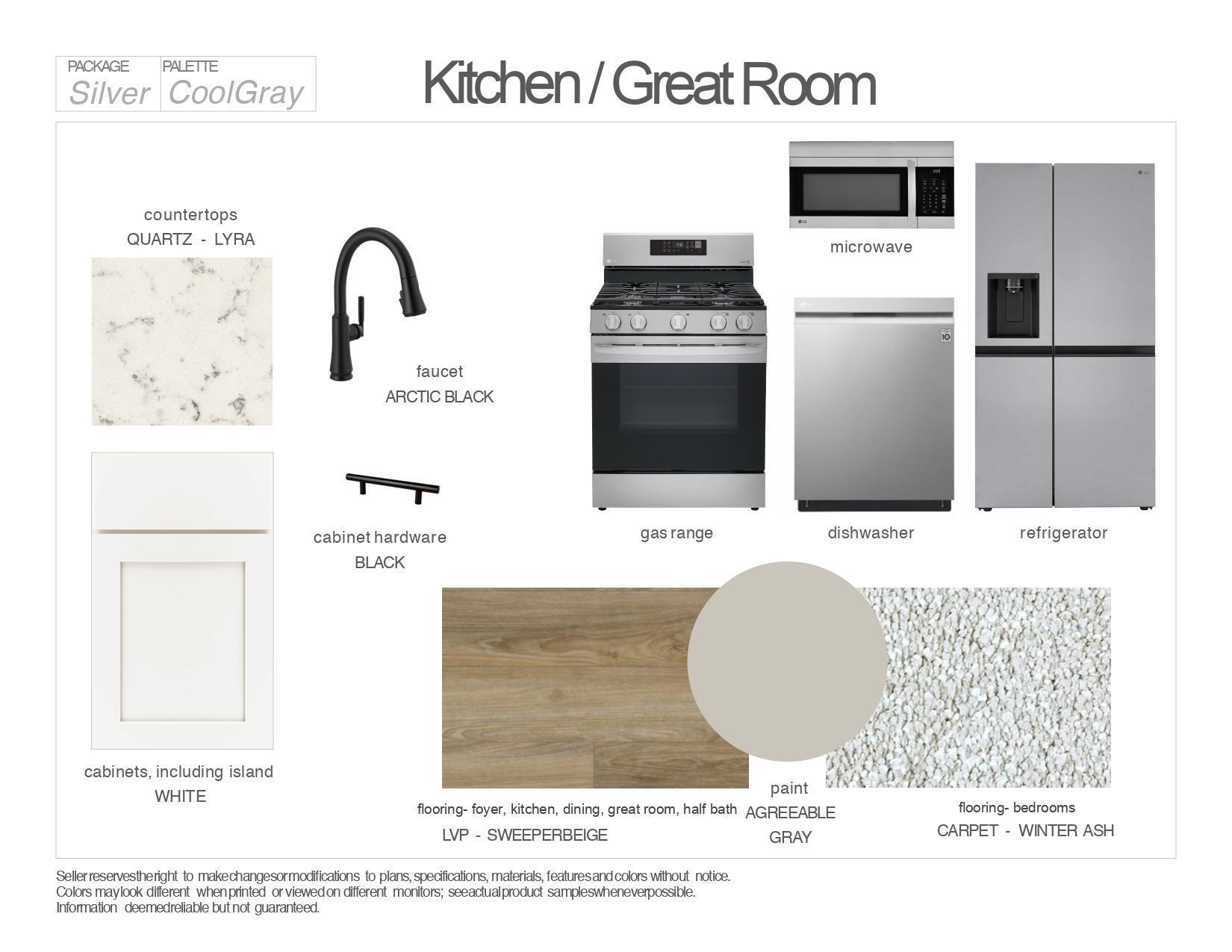 Interior finishes selected for this home. Exhibit may not depict exact color match.