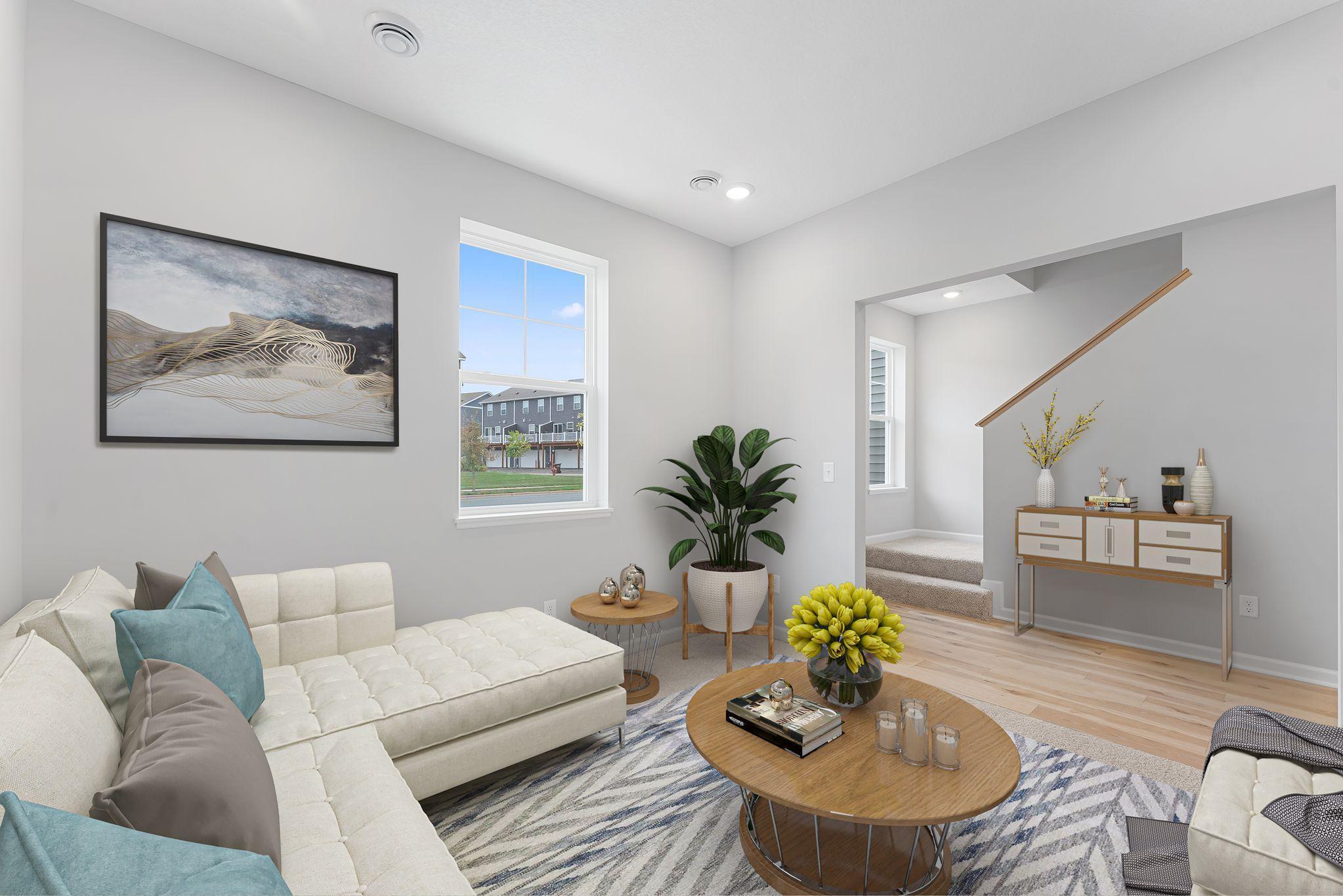 From the garage entry is the multi purpose flex room perfect for a home office, gym, lounge or play area. Similar home shown, color & finish can vary.