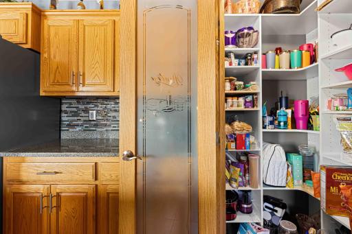 Spacious pantry with a lot of storage throughout kitchen