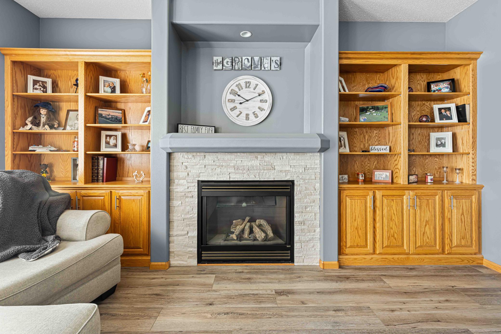 Great room with beauiful gas fireplace