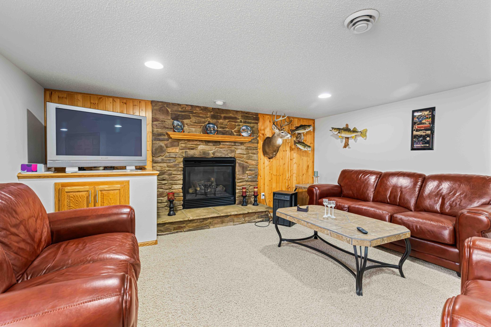 Lower-level family room with cozy gas fireplace - 23.2' x15.10'